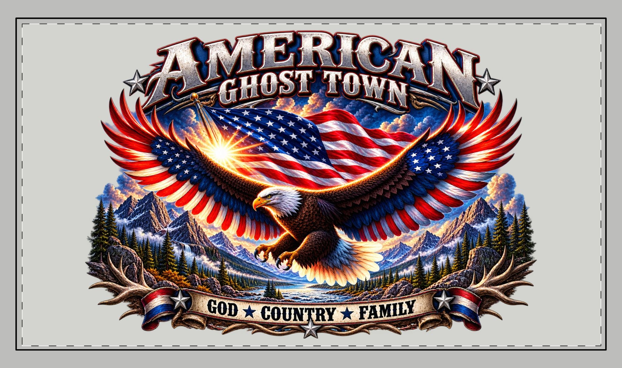 American Ghost Town Eagle Desk Mat — "God • Country • Family" Patriotic Mouse Pad
