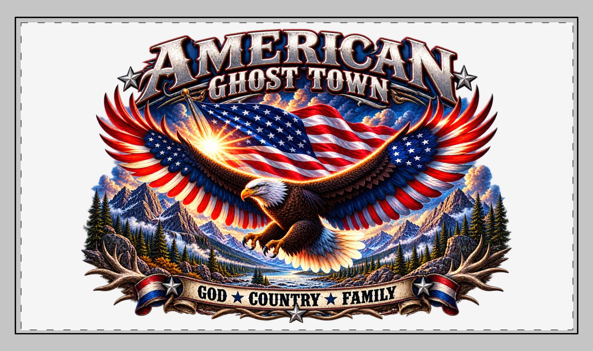 American Ghost Town Eagle Desk Mat — "God • Country • Family" Patriotic Mouse Pad