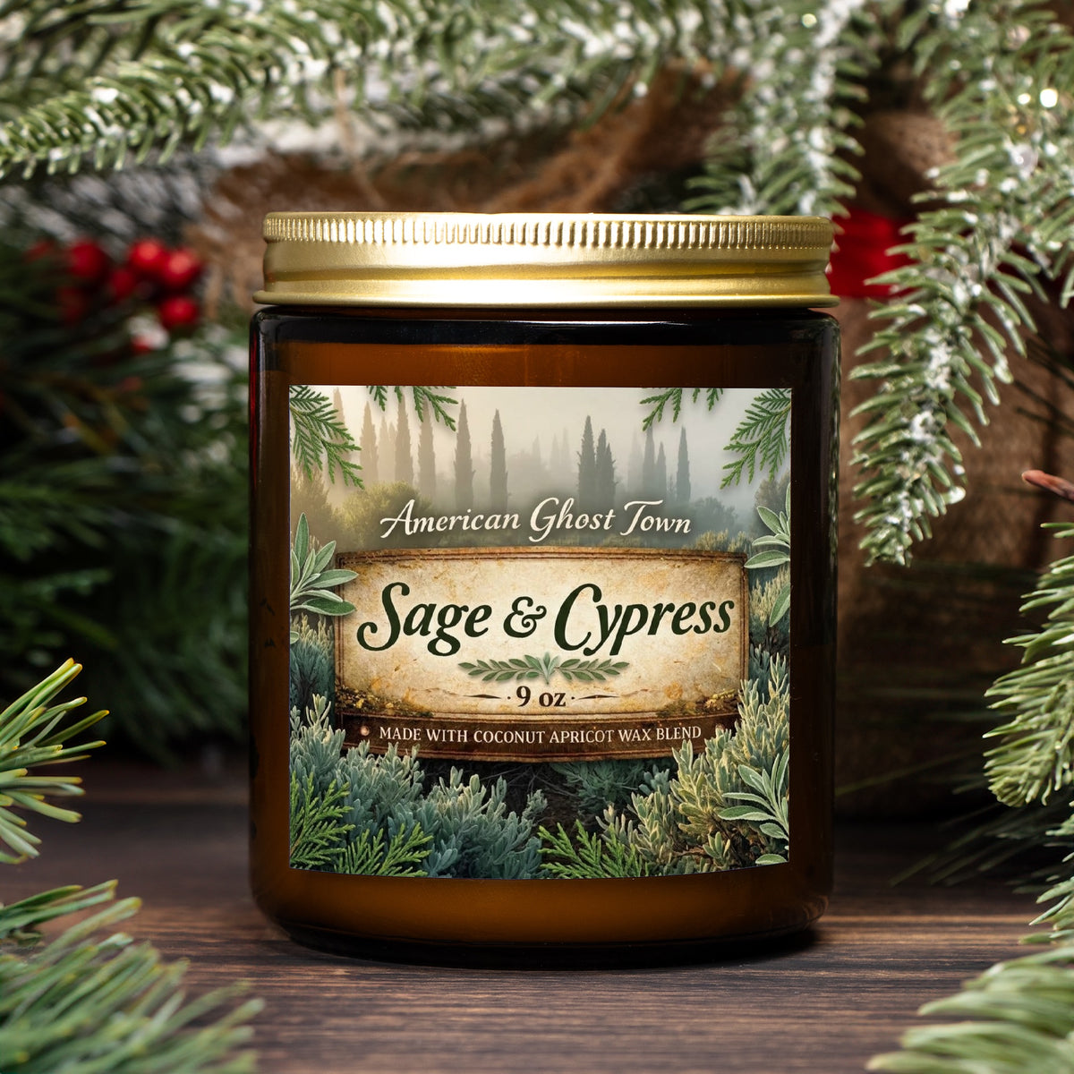 Candle Amber Jar 9oz
