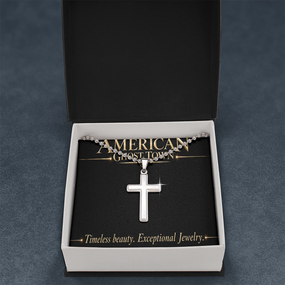 Artisan Cross Necklace with Ball Chain