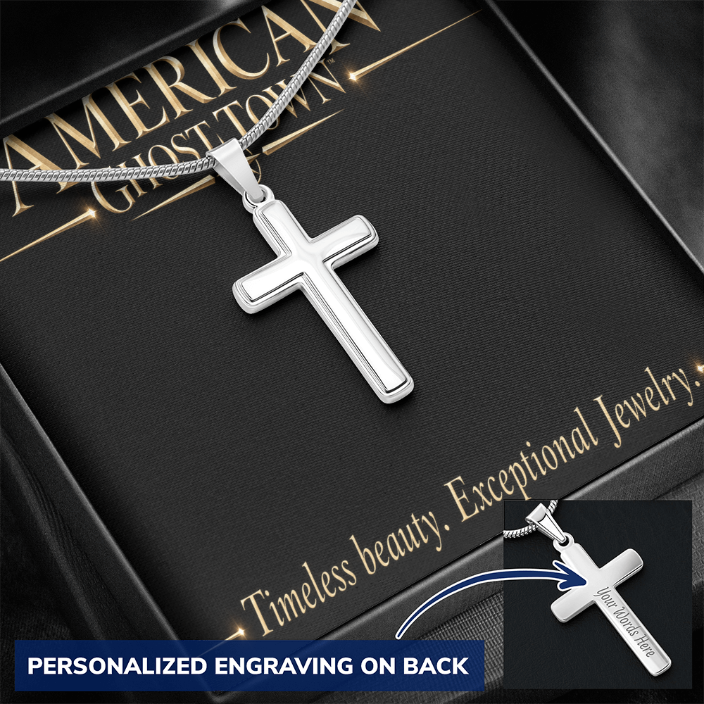 Personalized Cross Necklace - Snake Chain