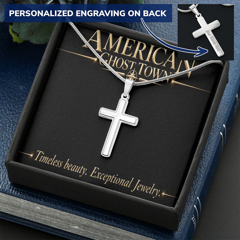 Personalized Cross Necklace - Snake Chain