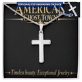 Personalized Cross Necklace - Snake Chain