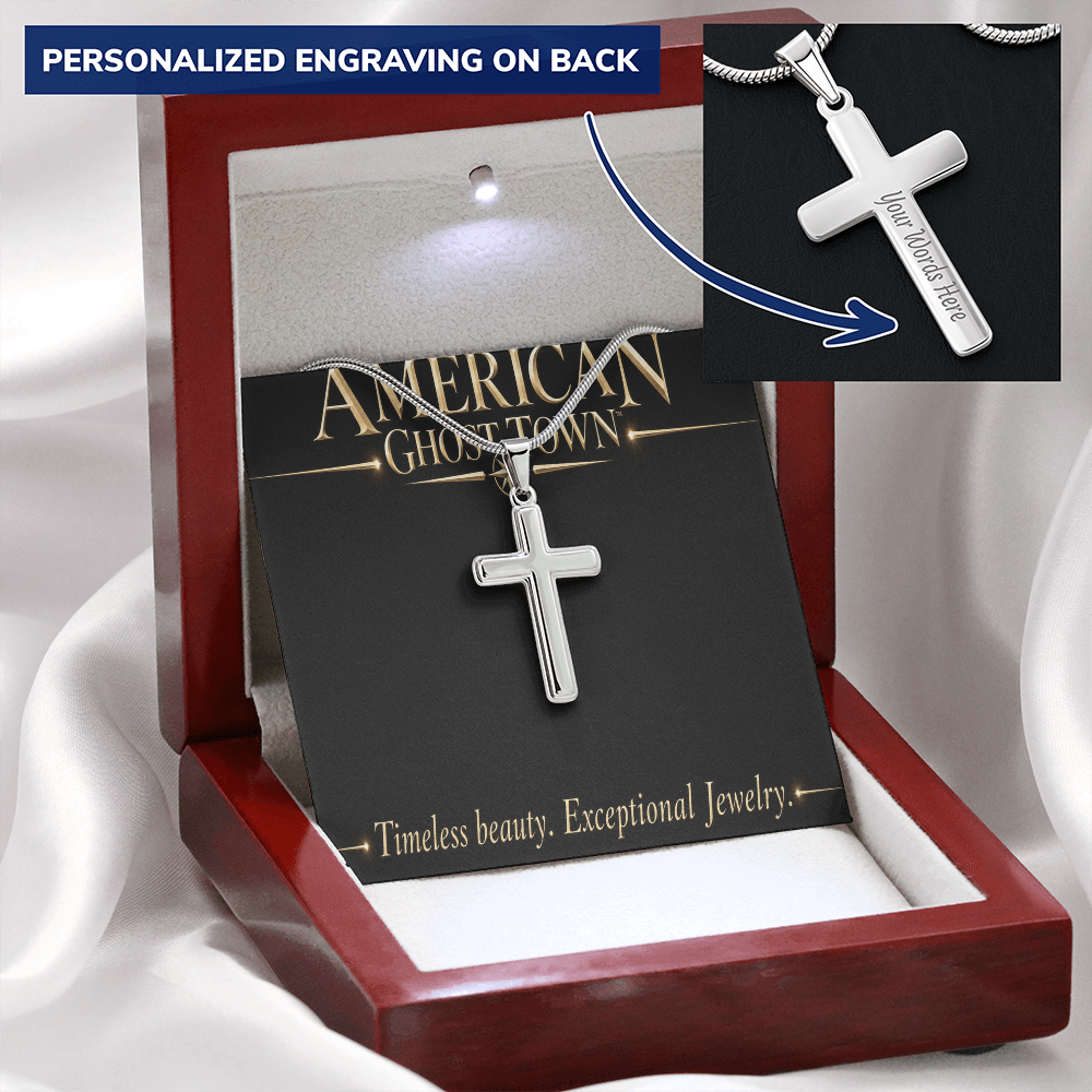 Personalized Cross Necklace - Snake Chain