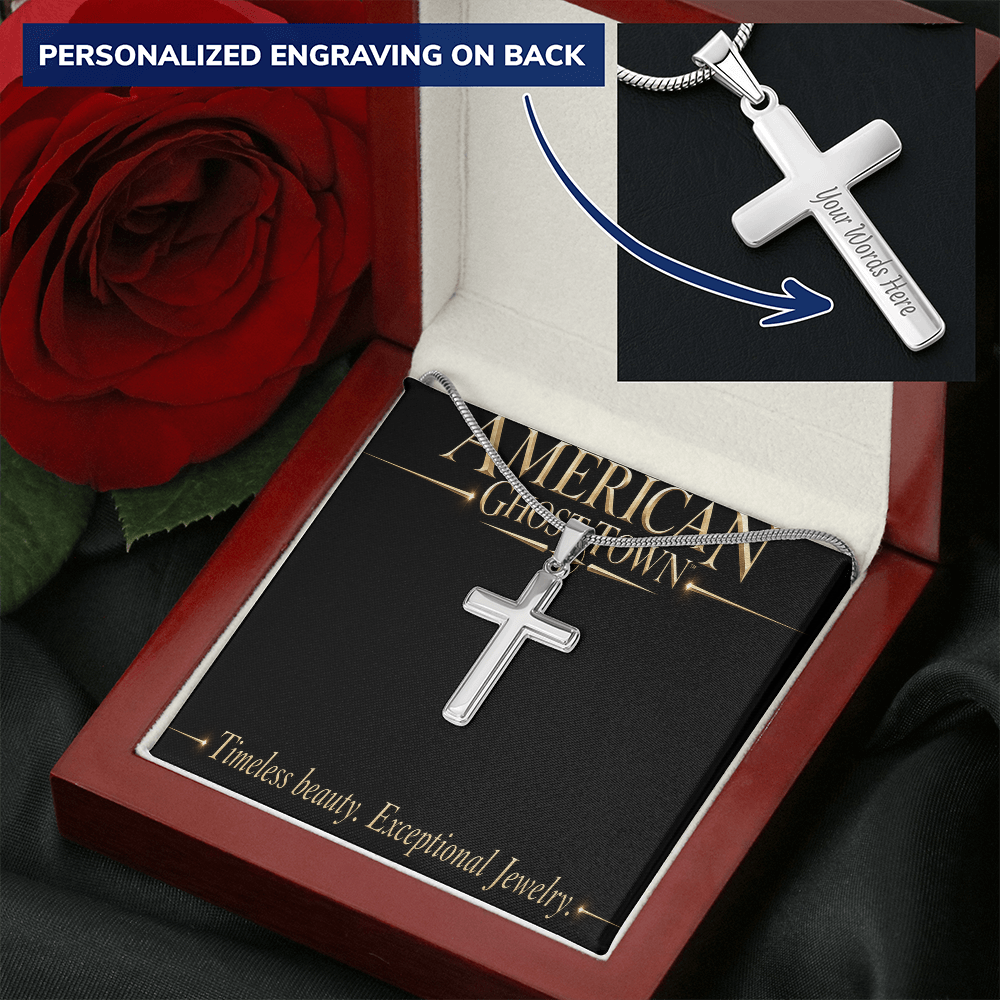 Personalized Cross Necklace - Snake Chain