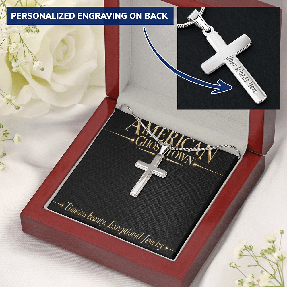 Personalized Cross Necklace - Snake Chain