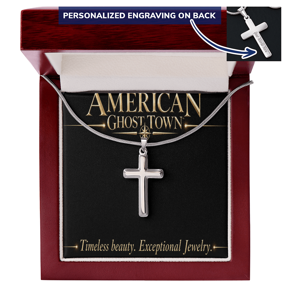 Personalized Cross Necklace - Snake Chain