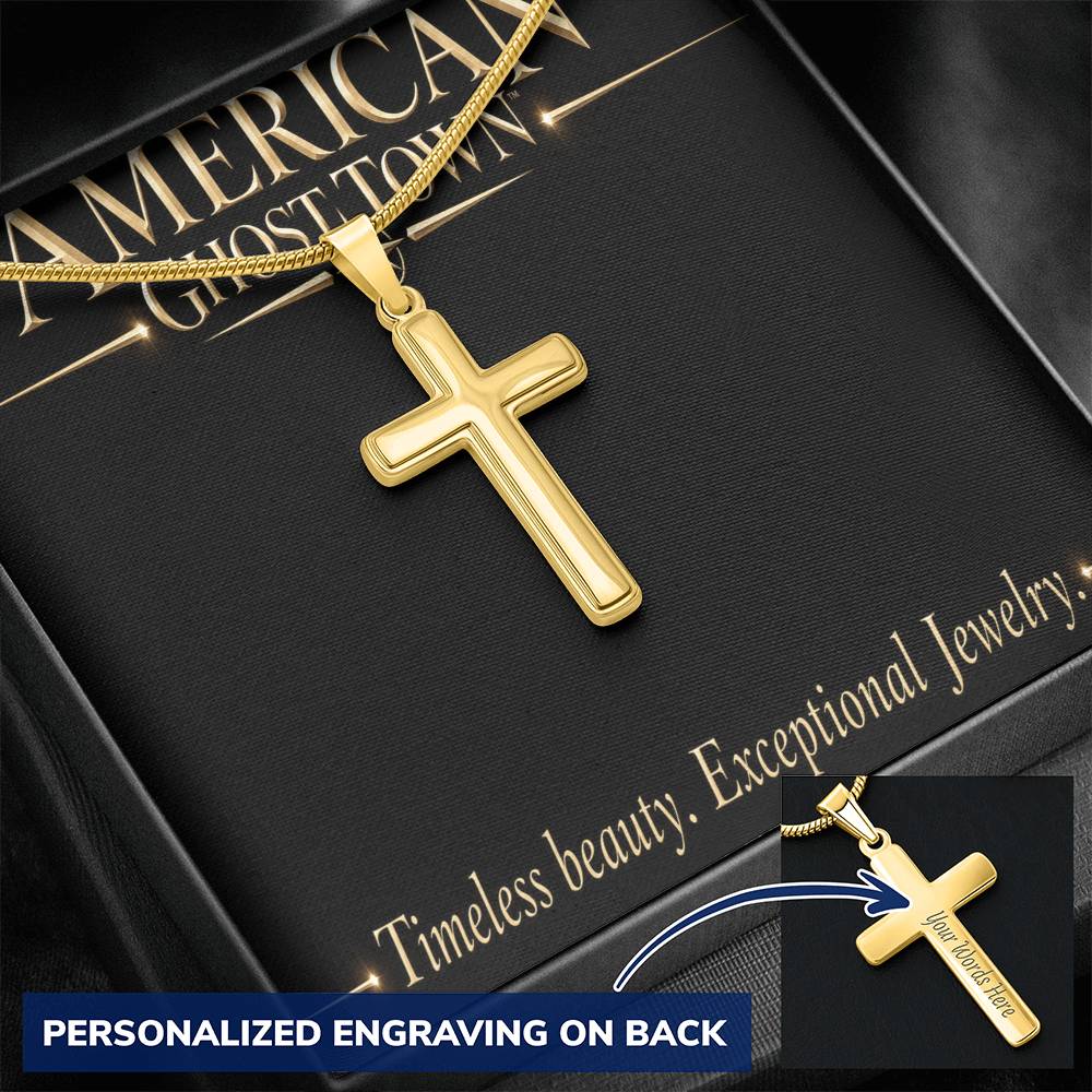 Personalized Cross Necklace - Snake Chain