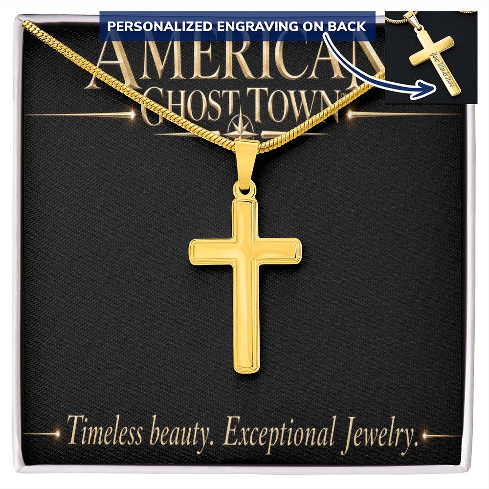 Personalized Cross Necklace - Snake Chain