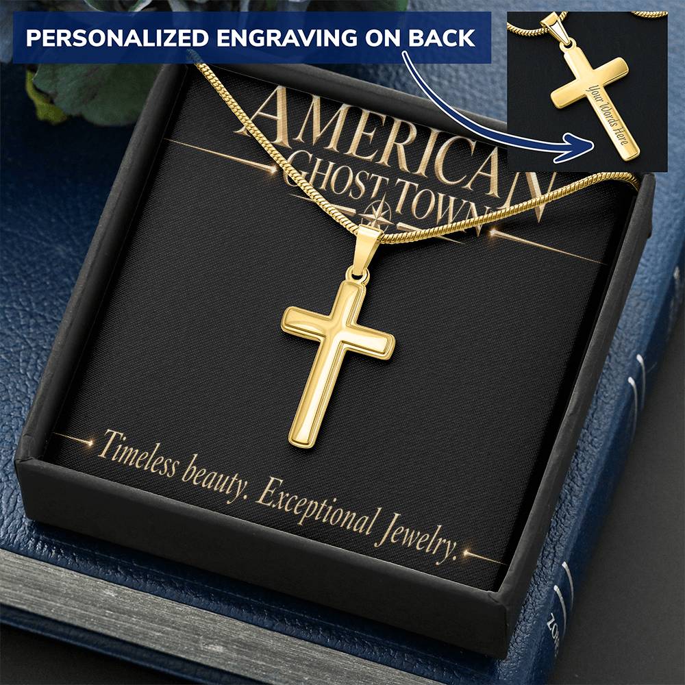 Personalized Cross Necklace - Snake Chain