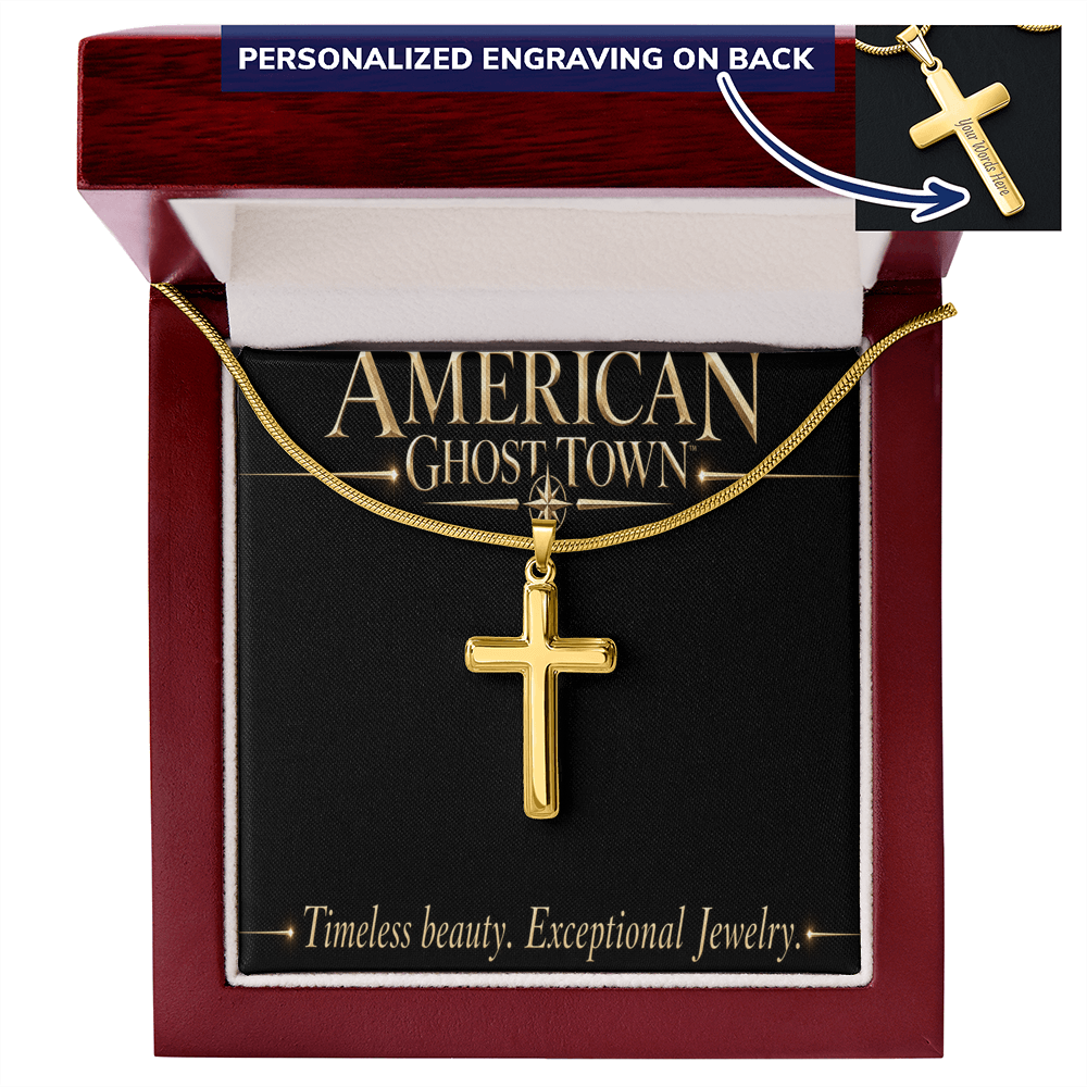 Personalized Cross Necklace - Snake Chain