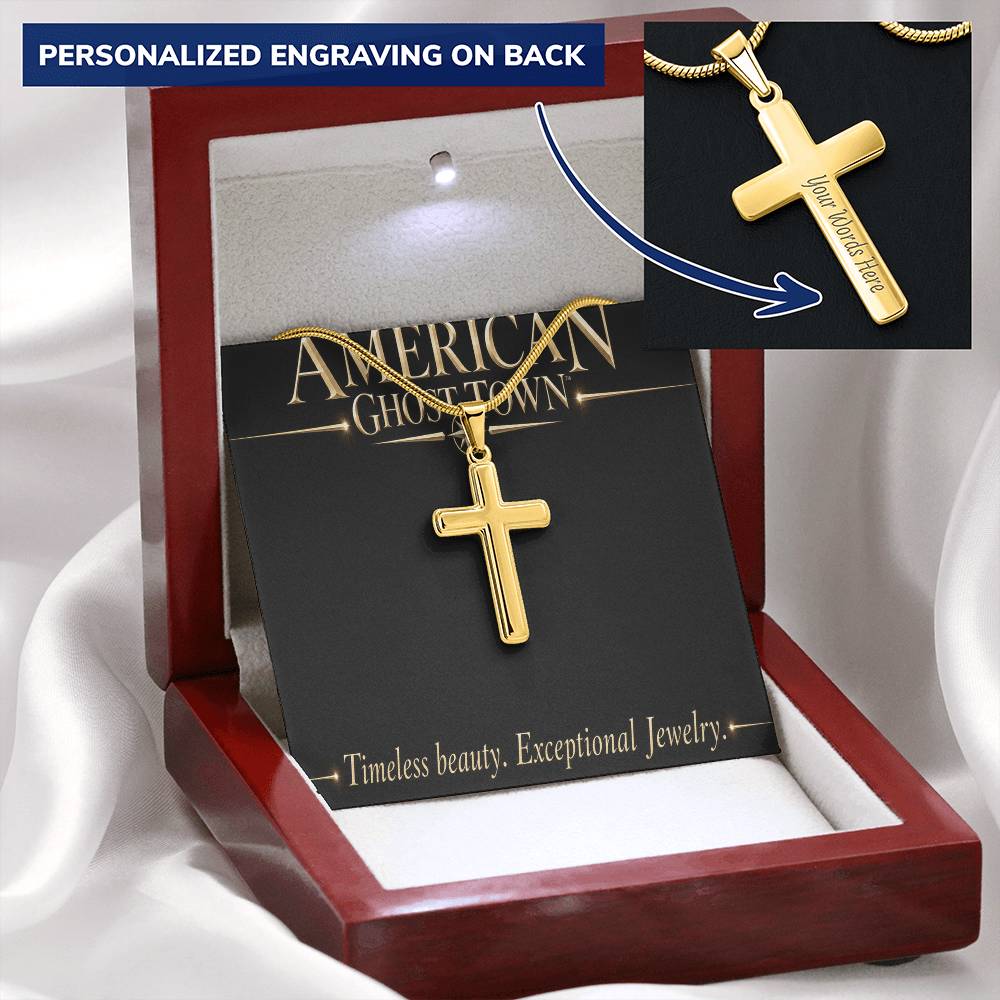 Personalized Cross Necklace - Snake Chain