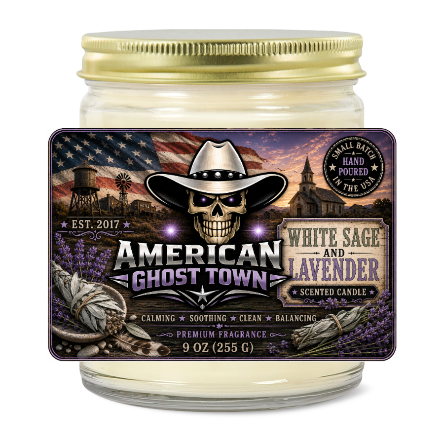 9oz Clear Jar Candle | 3"x2" White Label | Gold Lid